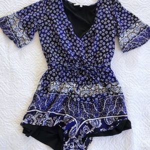Lovers + Friends Blue White Black Isabelle Romper